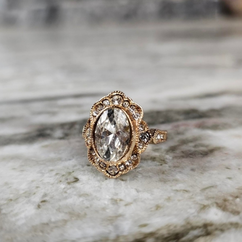 Jazz Lounge Clear Zirconia Art Deco Statement Ring - Picture 3 of 8